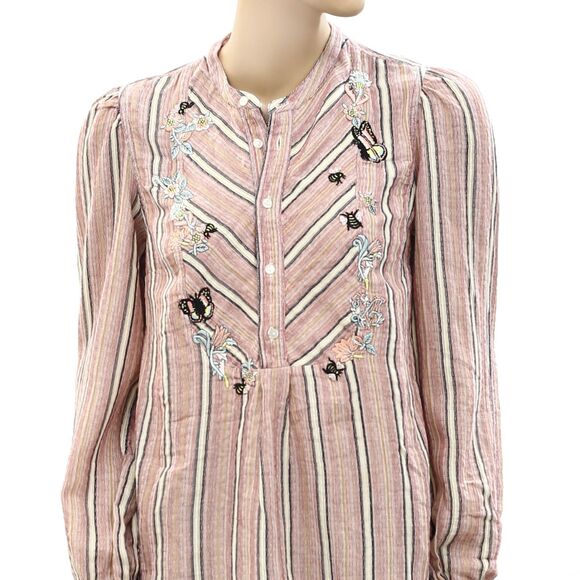 Zadig & Voltaire Teda Raye Brod Shirt Blouse Top Floral Embroidered S NEW 283525 - Picture 6 of 8